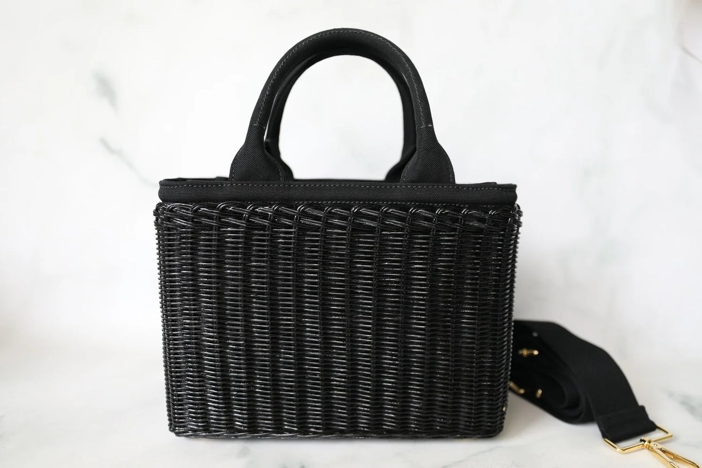 Black Woven Basket Tote