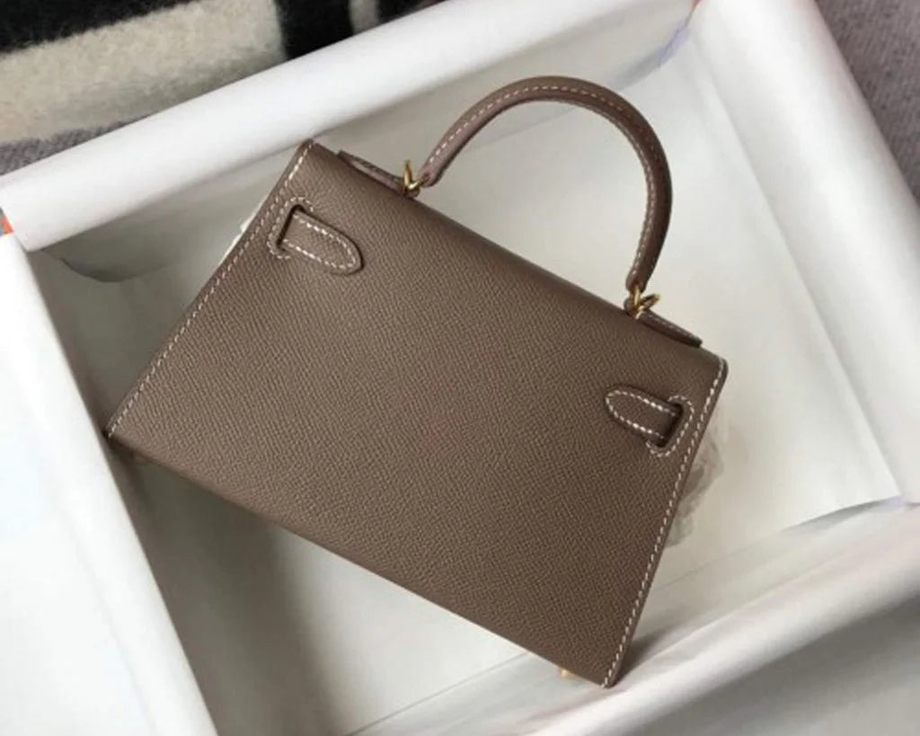 Compact Sellier-Style Flap Bag –Etoupe Epsom Leather