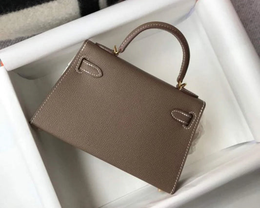 Compact Sellier-Style Flap Bag –Etoupe Epsom Leather
