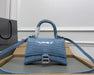 Blue Croc-Embossed Hourglass Mini Bag – Textured Leather