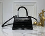 Mini Crocodile-Pattern Top-Handle Bag – Deep Black – Luxury Inspired
