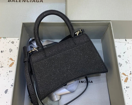 Sparkle Top‑Handle Glitter Mini Bag-Black