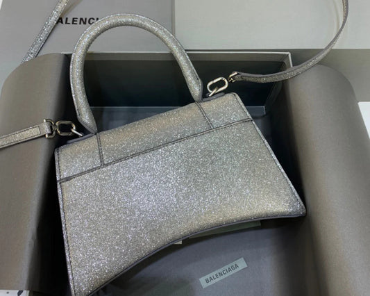 Sparkling Silver Mini Handbag – Hourglass Shape
