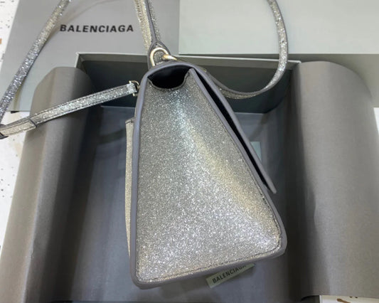 Sparkling Silver Mini Handbag – Hourglass Shape