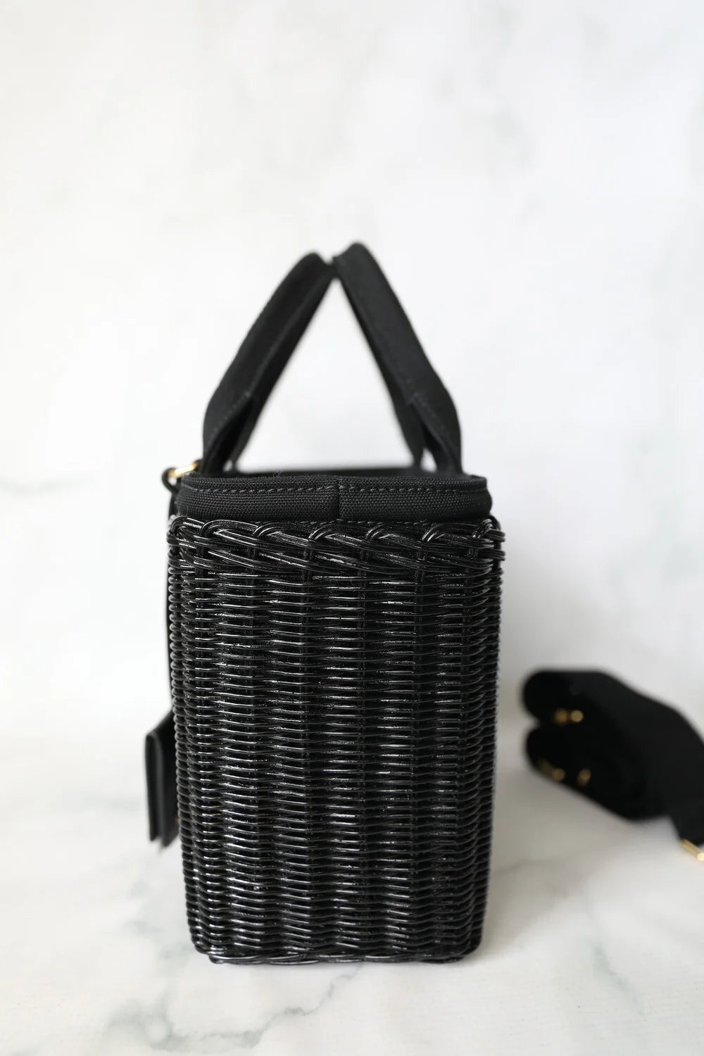 Black Woven Basket Tote