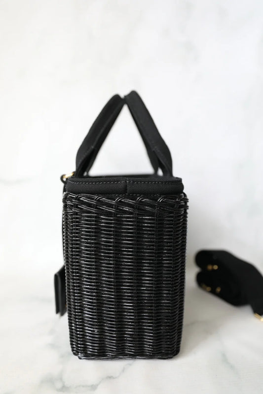 Black Woven Basket Tote