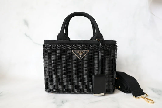 Black Woven Basket Tote