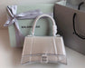 Silver Textured Calfskin Hourglass Mini Bag – Structured Design