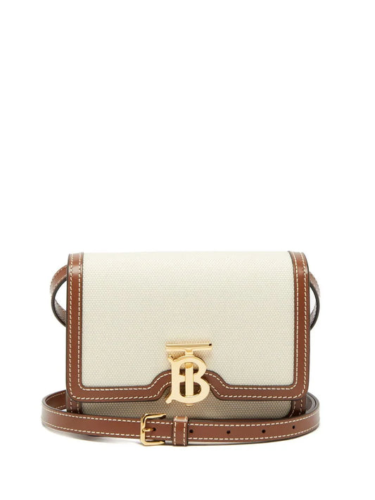 Off-White & Brown Small TB Bag
